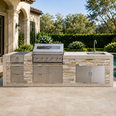 Pacific Horizon 9.8-Ft Modular Outdoor Kitchen with Gas Grill, Side Burner & Sink
