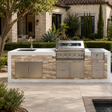 Pacific Horizon 9.8-Ft Modular Outdoor Kitchen with Gas Grill, Side Burner & Sink